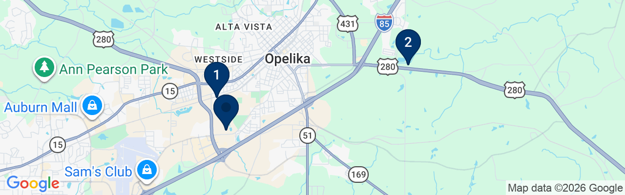 Map showing facility locations