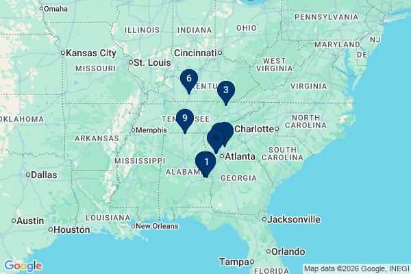 Map showing facility locations
